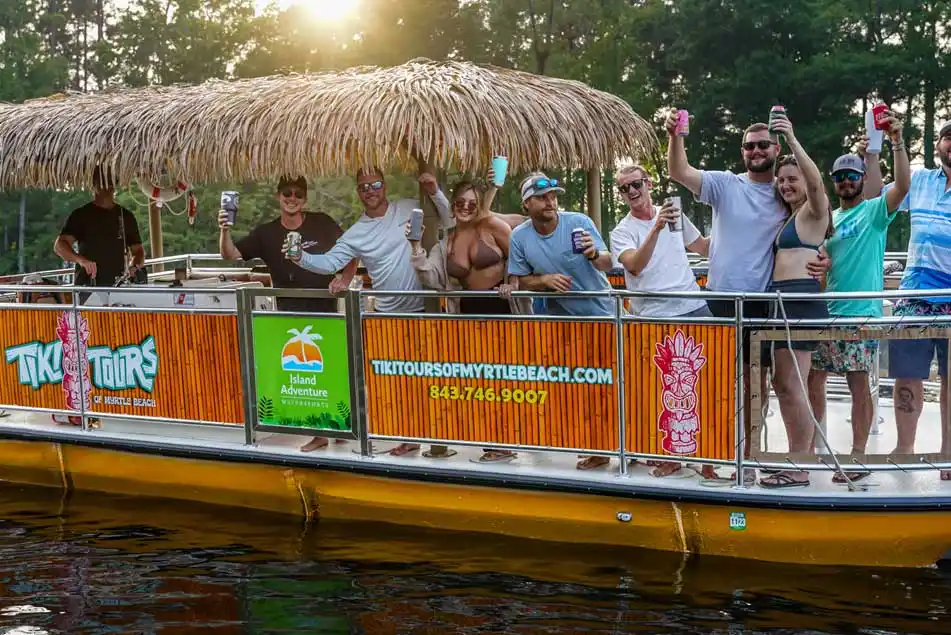 Private tiki boat cruise on the Intracoastal Waterway in Myrtle Beach